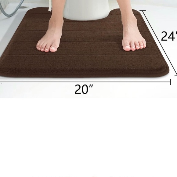 Memory Foam Toilet Bath Mat U-Shaped, Dark Brown, Soft and Comfortable - Picture 3 of 8